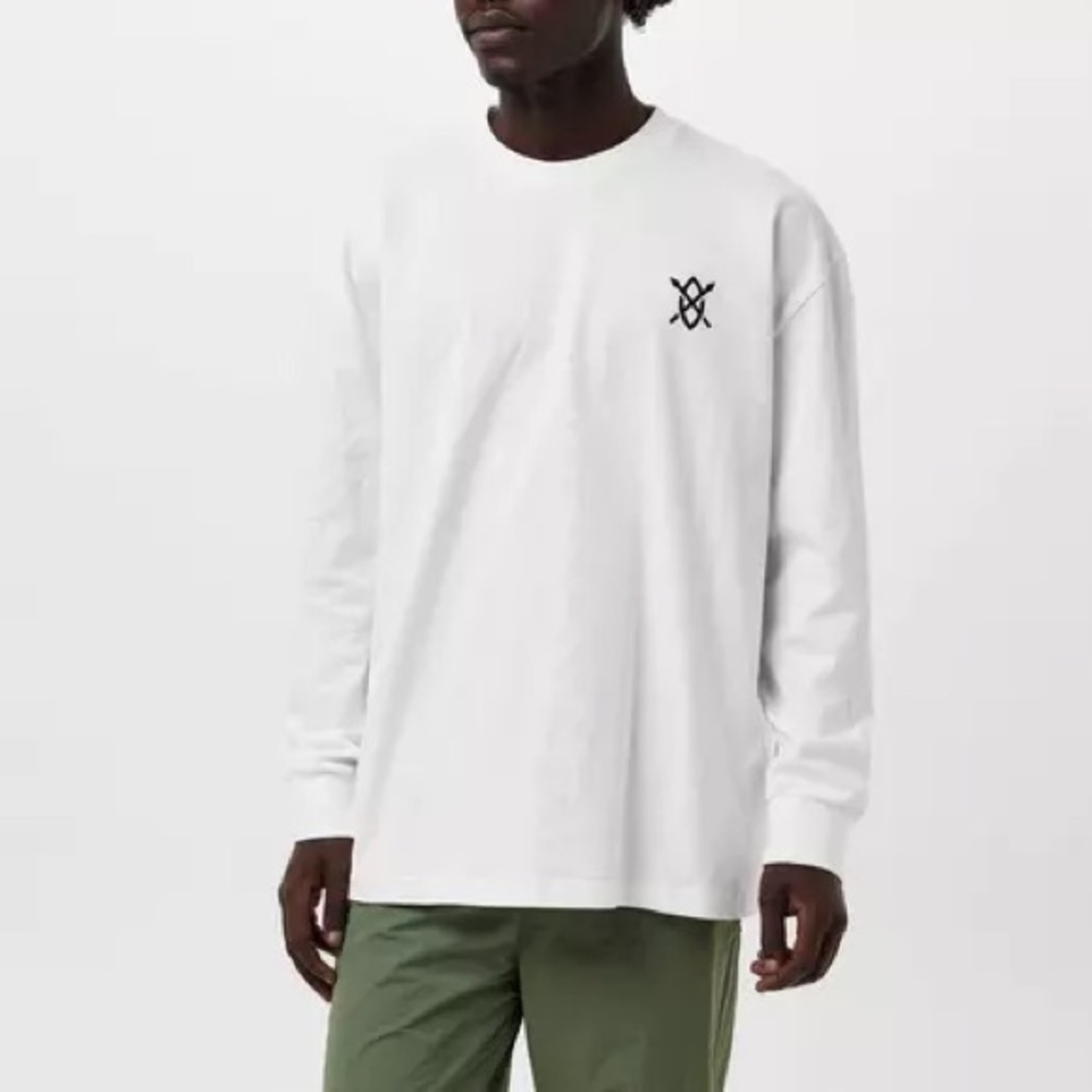 Daily Paper White New York Flagship Long Sleeve Tee with Orange and Blue Accents